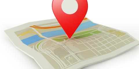 a map with a pinpoint on top of it