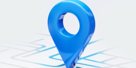 a blue pin on a digital map